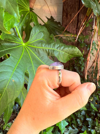 Crescent Moon Amethyst Silver Ring / Boho Jewellery / Spiritual Gift for Her / Women's Ring / Astrology Jewelery / Meditation / Yoga