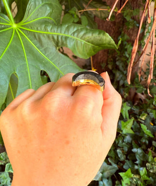 Crescent Moon Labradorite Brass Ring / Boho Jewellery / Spiritual Gift for Her / Women's Ring / Astrology Jewelery / Meditation / Yoga