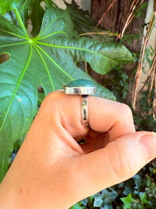 Crescent Moon Green Onyx Silver Ring / Boho Jewellery / Spiritual Gift for Her / Women's Ring / Astrology Jewelery / Meditation / Yoga