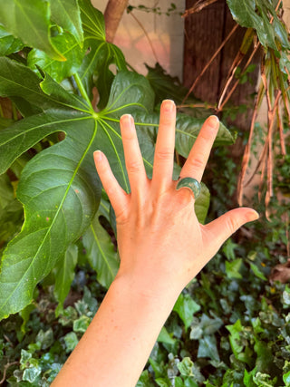Crescent Moon Green Onyx Silver Ring / Boho Jewellery / Spiritual Gift for Her / Women's Ring / Astrology Jewelery / Meditation / Yoga