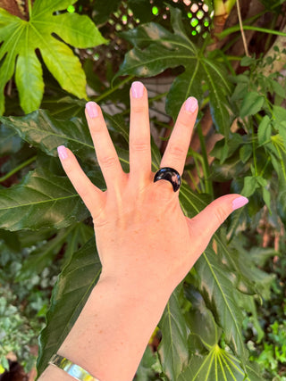 Crescent Moon Black Onyx Brass Ring / Boho Jewellery / Spiritual Gift for Her / Women's Ring / Astrology Jewelery / Meditation / Yoga