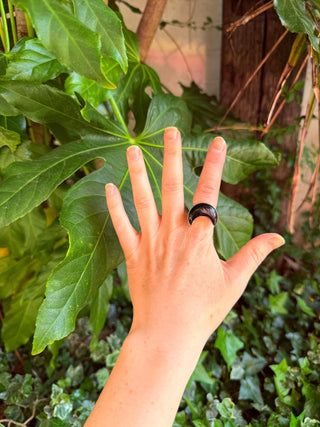 Crescent Moon Black Onyx Silver Ring / Boho Jewellery / Spiritual Gift for Her / Women's Ring / Astrology Jewelery / Meditation / Yoga