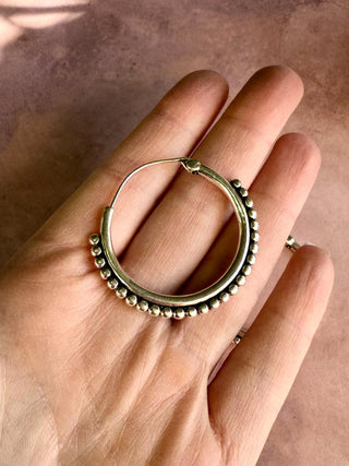 Boho Silver Hoop Earrings / Ethnic Hoops / Rustic / Yoga / Festival Fashion / Silver Earrings / Tribal / Bohemian Style / Gift for Her