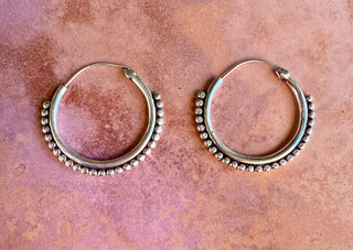 Boho Silver Hoop Earrings / Ethnic Hoops / Rustic / Yoga / Festival Fashion / Silver Earrings / Tribal / Bohemian Style / Gift for Her