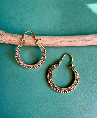 Small Boho Earrings / Boho Hoops / Brass Jewellery / Ethnic Style / Rustic / Yoga / Bohemian Look / Festival Fashion / Gift for Her /