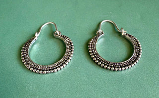 Small Silver Boho Earrings / Boho Hoops / Silver Jewellery / Ethnic Style / Rustic / Yoga / Bohemian Look / Festival Fashion / Gift for Her