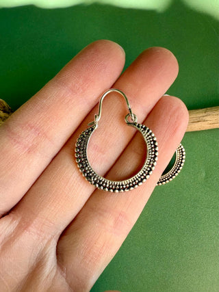 Small Silver Boho Earrings / Boho Hoops / Silver Jewellery / Ethnic Style / Rustic / Yoga / Bohemian Look / Festival Fashion / Gift for Her