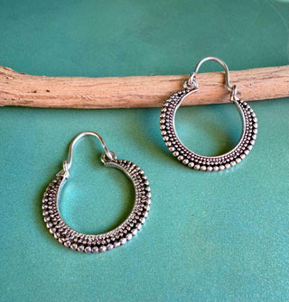 Small Silver Boho Earrings / Boho Hoops / Silver Jewellery / Ethnic Style / Rustic / Yoga / Bohemian Look / Festival Fashion / Gift for Her