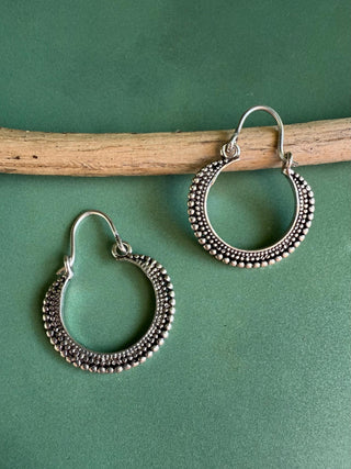 Small Silver Boho Earrings / Boho Hoops / Silver Jewellery / Ethnic Style / Rustic / Yoga / Bohemian Look / Festival Fashion / Gift for Her