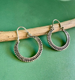 Small Silver Boho Earrings / Boho Hoops / Silver Jewellery / Ethnic Style / Rustic / Yoga / Bohemian Look / Festival Fashion / Gift for Her
