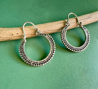 Small Silver Boho Earrings / Boho Hoops / Silver Jewellery / Ethnic Style / Rustic / Yoga / Bohemian Look / Festival Fashion / Gift for Her