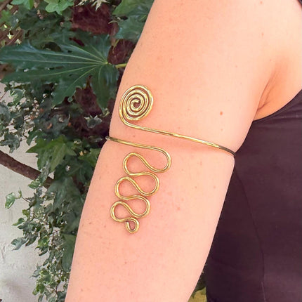 Spiral Brass Arm Bracelet / Boho / Tribal / Bangle/ Ethnic / Rustic / Bohemian / Hippie / Body Jewellery / FestivaL Fashion / Adjustable