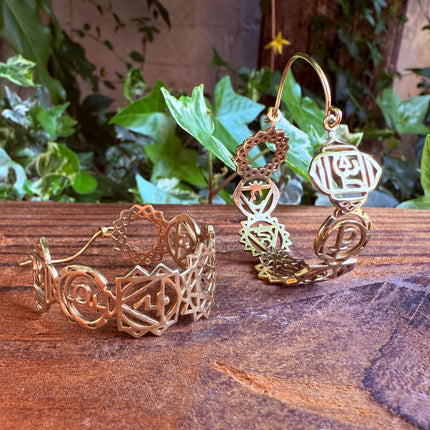 Seven Chakras Brass Hoops / Boho Chakra Earrings / Gold Earrings / Ethnic/ Yoga / Bohemian Look / Festival Fashion / Meditation Jewelry