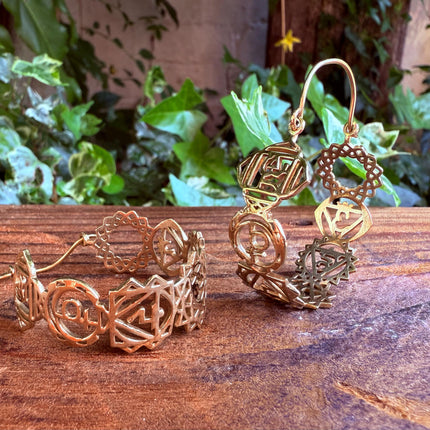 Seven Chakras Brass Hoops / Boho Chakra Earrings / Gold Earrings / Ethnic/ Yoga / Bohemian Look / Festival Fashion / Meditation Jewelry