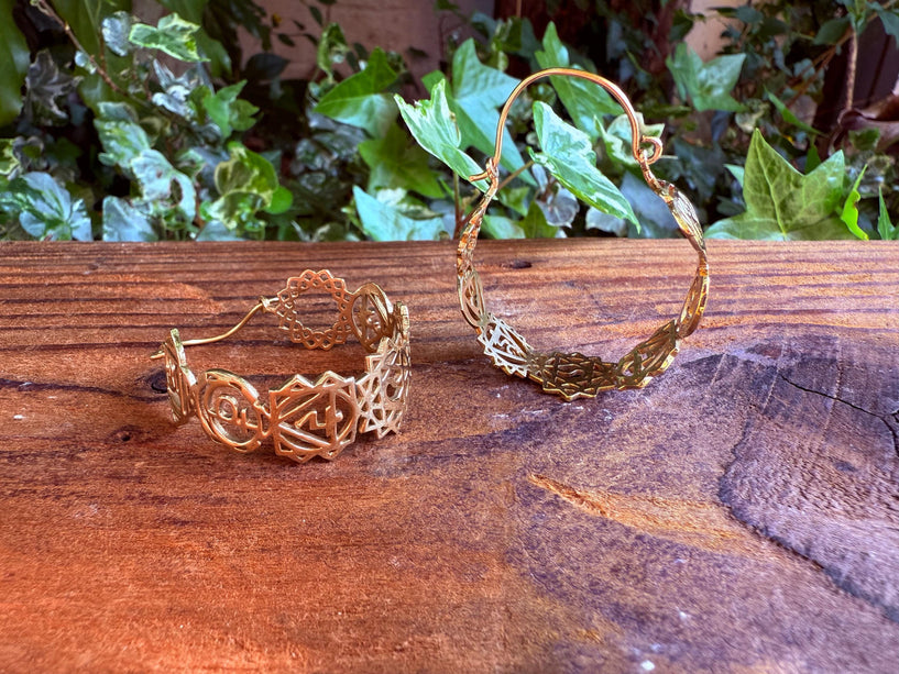 Seven Chakras Brass Hoops / Boho Chakra Earrings / Gold Earrings / Ethnic/ Yoga / Bohemian Look / Festival Fashion / Meditation Jewelry
