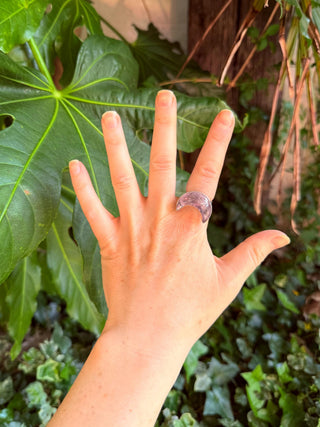 Chunky Amethyst Moon Silver Ring, Boho Jewellery, Spiritual Gift for Her , Women's Ring Astrology Jewellery