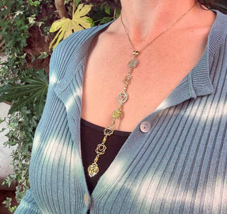 Gold Seven 7 Chakras Necklace / Hypoallergenic / Brass / Yoga / Reiki / Boho / Hippie / Rustic / Ethnic / Crystals / Third Eye / Illuminati