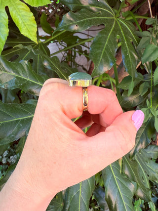 Crescent Moon Green Onyx Brass Ring / Boho Jewellery / Spiritual Gift for Her / Women's Ring / Astrology Jewelery / Meditation / Yoga