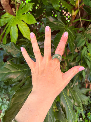 Crescent Moon Green Onyx Brass Ring / Boho Jewellery / Spiritual Gift for Her / Women's Ring / Astrology Jewelery / Meditation / Yoga