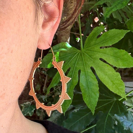 Triangle Silver Hoop Earrings / Spikes / Geometric / Boho Look / Bohemian Style / Rustic / Ethnic / Tribal / Festival /