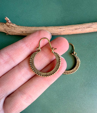Small Boho Earrings / Boho Hoops / Brass Jewellery / Ethnic Style / Rustic / Yoga / Bohemian Look / Festival Fashion / Gift for Her /