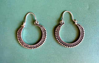 Small Silver Boho Earrings / Boho Hoops / Silver Jewellery / Ethnic Style / Rustic / Yoga / Bohemian Look / Festival Fashion / Gift for Her