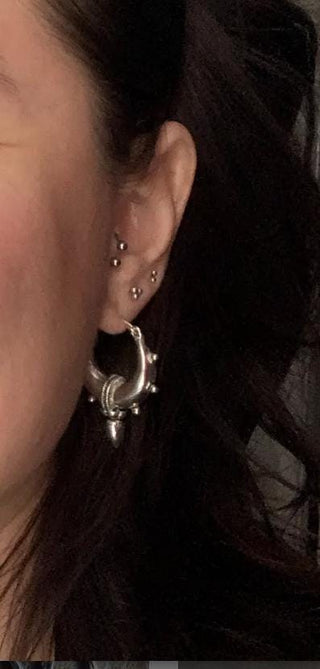 Tribal Chunky Silver Hoops; Ethnic / Boho / Unisex / Mens / Rustic / Psy / Gypsy / Spiral / Hippie / Bohemian / Festival / style