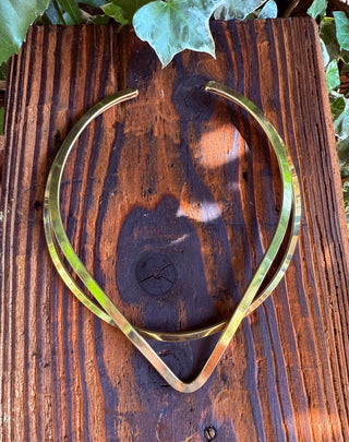 Brass Choker Geometric Necklace / Triangle / Ethnic Jewelery / Rustic / Gypsy / Lightweight / Boho / Tribal / Hippie / Rustic / Aztec