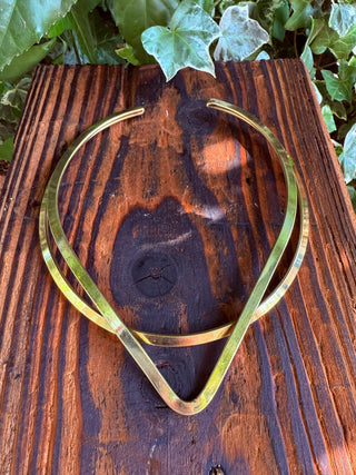 Brass Choker Geometric Necklace / Triangle / Ethnic Jewelery / Rustic / Gypsy / Lightweight / Boho / Tribal / Hippie / Rustic / Aztec