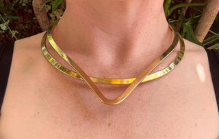 Brass Choker Geometric Necklace / Triangle / Ethnic Jewelery / Rustic / Gypsy / Lightweight / Boho / Tribal / Hippie / Rustic / Aztec