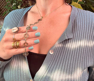 Gold Seven 7 Chakras Necklace / Gift Box / Gift For Her / Hypoallergenic / Yoga / / Boho / Hippie / Rustic / Ethnic