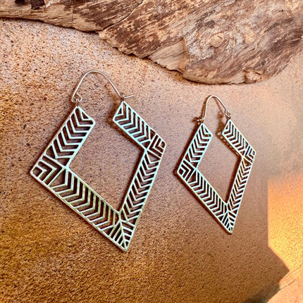 Aztec Silver Earrings Inca Style / Ethnic / Geometric / Rustic / Yoga / Hippie / Bohemian Jewelery / Fashion Jewellery / Boho Look Festival