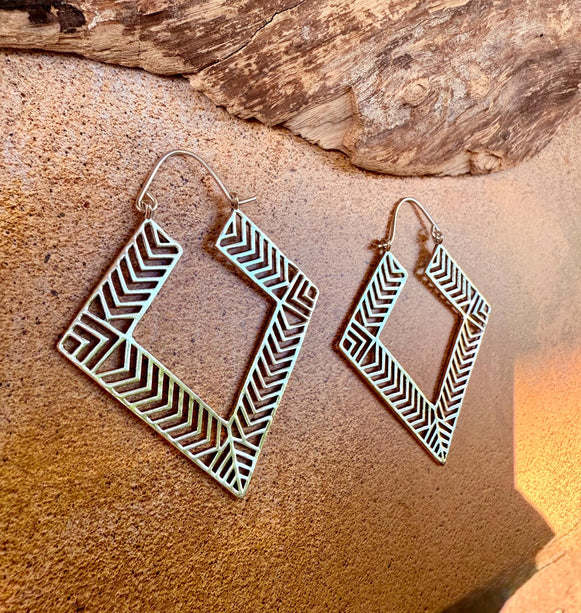 Aztec Silver Earrings Inca Style / Ethnic / Geometric / Rustic / Yoga / Hippie / Bohemian Jewelery / Fashion Jewellery / Boho Look Festival