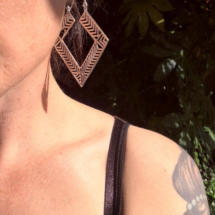 Aztec Silver Earrings Inca Style / Ethnic / Geometric / Rustic / Yoga / Hippie / Bohemian Jewelery / Fashion Jewellery / Boho Look Festival