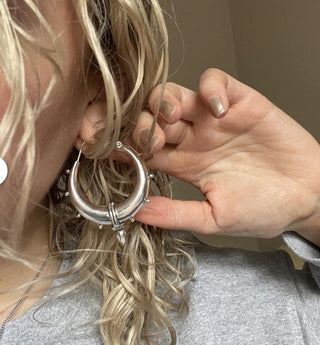 Tribal Chunky Silver Hoops; Ethnic / Boho / Unisex / Mens / Rustic / Psy / Gypsy / Spiral / Hippie / Bohemian / Festival / style