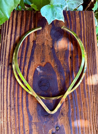 Brass Choker Geometric Necklace / Triangle / Ethnic Jewelery / Rustic / Gypsy / Lightweight / Boho / Tribal / Hippie / Rustic / Aztec