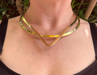 Brass Choker Geometric Necklace / Triangle / Ethnic Jewelery / Rustic / Gypsy / Lightweight / Boho / Tribal / Hippie / Rustic / Aztec