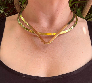 Brass Choker Geometric Necklace / Triangle / Ethnic Jewelery / Rustic / Gypsy / Lightweight / Boho / Tribal / Hippie / Rustic / Aztec