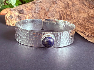 Lapis Lazuli Hammered Silver Bracelet / Adjustable / Bohemian Jewellery / Ethnic Style / Rustic / Boho / Gift for Her / Artisanal /