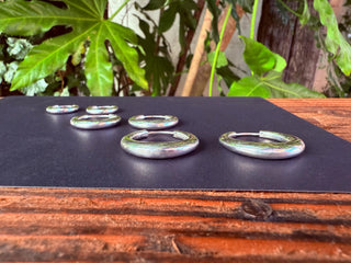 Small Sterling Silver Chunky Hoop Earrings 925 / Hypoallergenic / Classic Jewelery / Rustic / Bohemian / Hippie / Chunky / Fashion Style