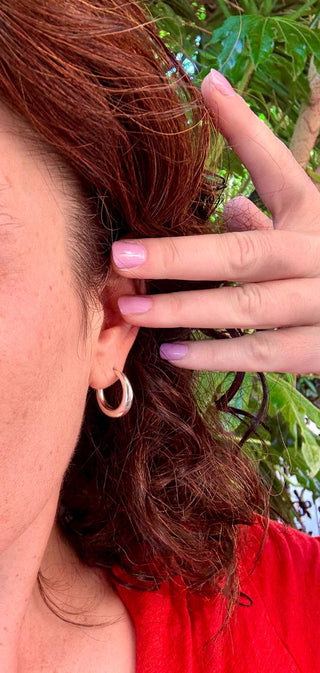Small Sterling Silver Chunky Hoop Earrings 925 / Hypoallergenic / Classic Jewelery / Rustic / Bohemian / Hippie / Chunky / Fashion Style