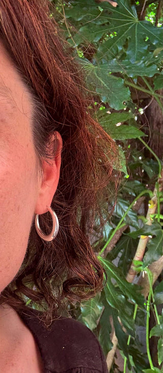 Small Sterling Silver Chunky Hoop Earrings 925 / Hypoallergenic / Classic Jewelery / Rustic / Bohemian / Hippie / Chunky / Fashion Style