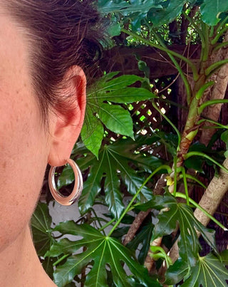 Small Sterling Silver Chunky Hoop Earrings 925 / Hypoallergenic / Classic Jewelery / Rustic / Bohemian / Hippie / Chunky / Fashion Style