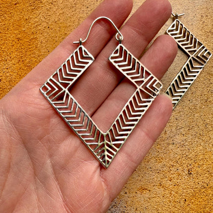 Aztec Silver Earrings Inca Style / Ethnic / Geometric / Rustic / Yoga / Hippie / Bohemian Jewelery / Fashion Jewellery / Boho Look Festival