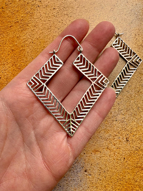 Aztec Silver Earrings Inca Style / Ethnic / Geometric / Rustic / Yoga / Hippie / Bohemian Jewelery / Fashion Jewellery / Boho Look Festival