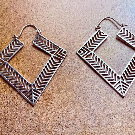 Aztec Silver Earrings Inca Style / Ethnic / Geometric / Rustic / Yoga / Hippie / Bohemian Jewelery / Fashion Jewellery / Boho Look Festival