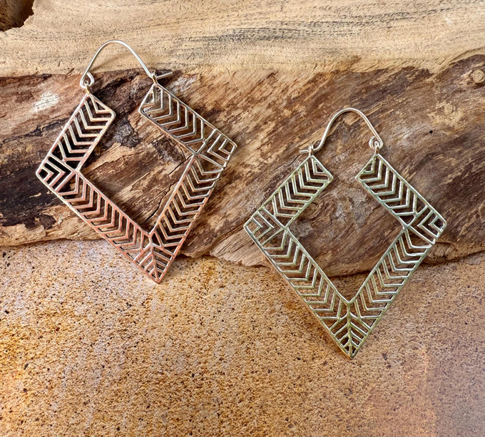 Aztec Silver Earrings Inca Style / Ethnic / Geometric / Rustic / Yoga / Hippie / Bohemian Jewelery / Fashion Jewellery / Boho Look Festival