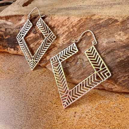 Aztec Silver Earrings Inca Style / Ethnic / Geometric / Rustic / Yoga / Hippie / Bohemian Jewelery / Fashion Jewellery / Boho Look Festival