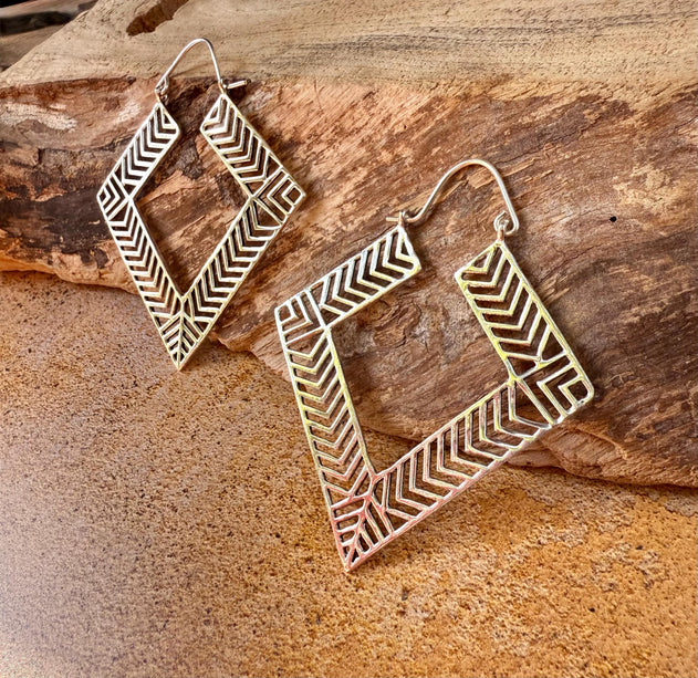 Aztec Silver Earrings Inca Style / Ethnic / Geometric / Rustic / Yoga / Hippie / Bohemian Jewelery / Fashion Jewellery / Boho Look Festival
