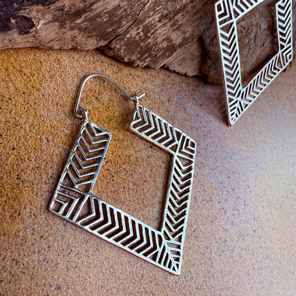 Aztec Silver Earrings Inca Style / Ethnic / Geometric / Rustic / Yoga / Hippie / Bohemian Jewelery / Fashion Jewellery / Boho Look Festival